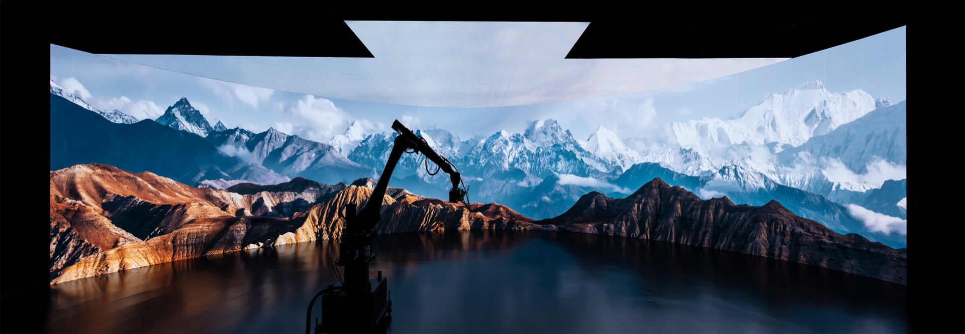 The Vault 180 degree LED volume wall and ceiling displaying a photoreal environment